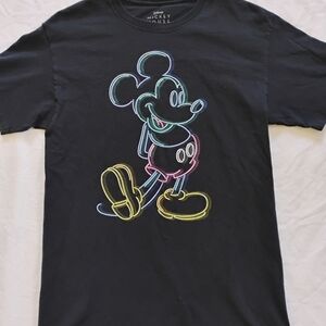 Disney Mickey Mouse Neon Outline T Shirt Size S Black Short Sleeve Tee